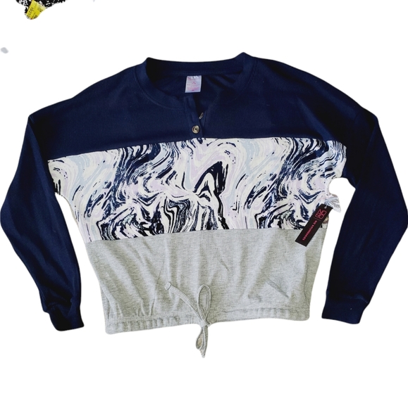 No Boundaries NWT Juniors' Long Sleeve Round Neck Drawstring Waist Top 837 - Picture 5 of 5